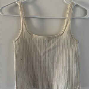 Cream Ribbed Tank Top
